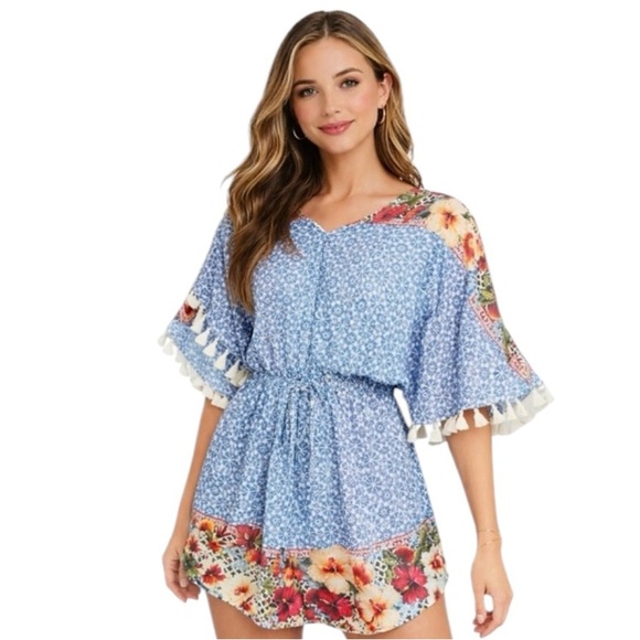 FARM Rio Pants - Farm Rio De Janeiro by Anthropologie women's floral tassel romper Size L